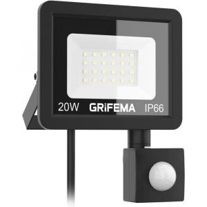 Grifema Projecteur Led Exterieur 20w, 2200lm, Detecteur De Mouvement Reglable, 6500k Blanc Froid, Ip66 Etanche, Eclairage De Securit - Neuf