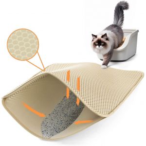 Grand Tapis Litiere Chat 76 X 61cm-Tapis Pour Bac À Litière Pour Chat Tissu Oxford Double Couche-Tapis Sortie De Litiere Chat Imperméable/Résistance À L'urine Facile À Nettoyer - Neuf
