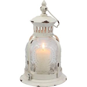 Lanterne &Agrave; Bougie En M&eacute;tal Blanc Us&eacute; Vieilli, &Agrave; Utiliser Comme D&eacute;coration Pour Les F&ecirc;tes D'anniversaire, Un Centre De Table De Mariage Rustique, Ou Cr&eacute;er Un D&eacute;cor Relaxant Pour Une - Neuf