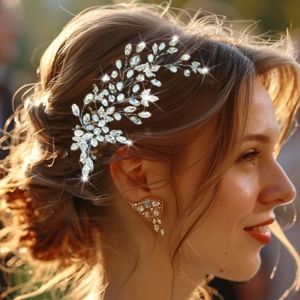 Kal-Vigne De Mariage En Perles Argent Strass T&ecirc;te De Mari&eacute;e Feuille Accessoires De Coiffure Pour Femmes Et Mari&eacute;es - Neuf
