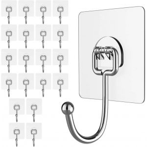 Eryi-Lot De 20 Crochets Muraux À Suspendre - 10 Kg - Autocollants Étanches Et Transparents - Pour Salle De Bain, Douche, Cuisine - Neuf
