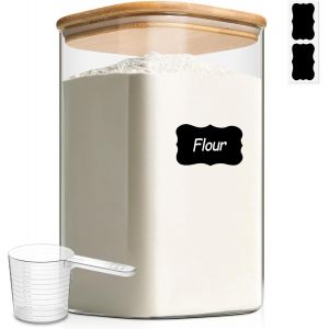 Chenquansarl-Bocaux En Verre Hermétique Rangement Cuisine 4,6 L Carré, Bocal En Verre Hermétique Avec Couvercle, Pot En Verre Avec Couvercle Pour Pasta, Boite Pour Spaghetti, Pate - Neuf