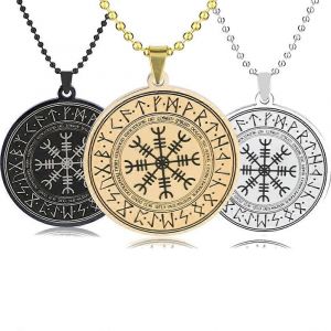 Mens Vintage Viking Rune Boussole Pendentif Collier Haute Qualité Amulette Païenne En Métal Pour Hommes Accessoires Collier - Neuf