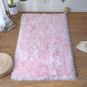 Zpx Tapis En Peau De Mouton,Tapis Duveteux En Fausse Fourrure,Tapis Universels De Diff&eacute;rentes Tailles Utilis&eacute;s Dans La Chambre &Agrave; Coucher,Le Salon,La Chaise Ou Le Canap&eacute;(Rose,80x180cm) - Neuf