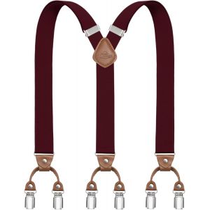 Cauc-Bretelles Pour Hommes Avec 6 Pinces M&eacute;talliques En Y Ajustables Bretelles Pour Pantalons Bretelles &Eacute;lastiques Robustes Pour Hommes - Neuf