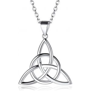 Asas-Collier Celtique Femme Argent 925 Pendentif Coeur Triquetra Noeud Celte Avec Chaîne 45+5 Cm Bijoux Cadeau Pour Femmes Fille Maman - Neuf