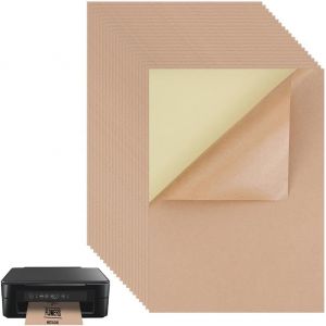 LETNERNY-50 Feuilles A4 Brun Kraft ¿¿tiquette Autocollant Autocollant Collant Retour Adresse ¿¿tiquettes Impression Feuille De Papier Pour Imprimante ¿¿ Jet D'Encre - Neuf