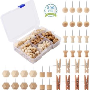 ChenQuanSarl-200Pcs Puna s Tableau Liège, Epingles Tableau Liege Puna Murale Puna s En Bois Avec Boîte De Rangement Pour Carte Tableau Liege Carte Calendrier - Neuf
