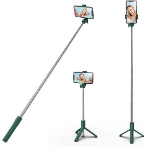 Kalanka-Perche Selfie Trepied, Selfie Stick Trépied Pour Téléphone Avec Télécommande Détachable Pour Voyages, Vlogs Et Photos Compatible Avec Iphone, Samsung, Huawei, Vert - Neuf