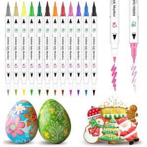 Stylo Colorants Alimentaire,12pcs Marqueurs Comestibles,Edible Pigment Pen Marqueur Double Face Pour Fondant Bricolage Biscuits,?ufs De P&acirc;ques,Feutres D&eacute;corations G&acirc;teaux Et Desserts - Neuf