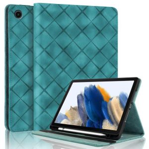 &Eacute;tui en cuir intelligent &agrave; motif losange pour Samsung Galaxy Tab A8 10.5 X200, Vert - Neuf