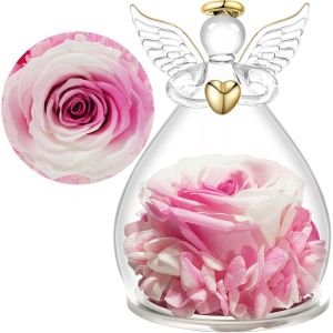 Rose Eternelle Cadeau Maman Noel,Ange Gardien en Verre avec Fleur Eternelle Cadeau Noel Femme Mamie Amie Anniversaire No&euml;l Saint Valentin Femme F&ecirc;te des M&egrave;res - Neuf