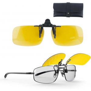 Lunettes De Soleil À Clipser Pour Conduite De Nuit Sur Les Lunettes De Vue - Sans Monture - Réduit Efficacement Les Reflets De La Neige, Des Lampes Frontales, Du Soleil - Pour Homme Et Femme - Neuf