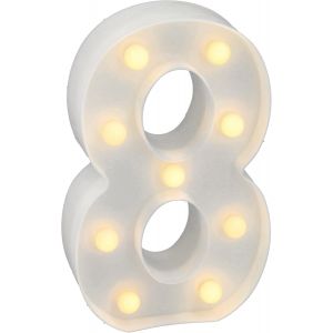 - Numéros Lumineux Led, Numéro 8 Avec Lumière Chaude Pour Décoration Et Ambiance, Veilleuses Pour Chevet, Anniversaires, Mariages, Vitrines. Fonctionnant Sur Batterie - Neuf