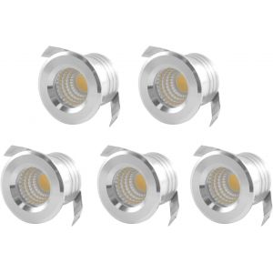 ERYI-Plafonnier Encastrable Led Paquet De 5, Mini Spots Led 3W Encastrables Avec Transformateur Séparé Pour Vitrine, Cuisine, Escaliers, Placard (Silver, Warm White) - Neuf