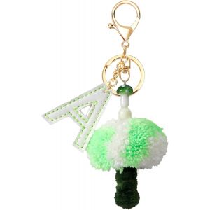 KAL-Porte-Cl&eacute;s En Forme De Champignons En Laine - Porte-Cl&eacute;s Mignon - Lettre De L'Alphabet Et Pompons - Pour Femme Et Fille - D&eacute;coration De Sac - Neuf