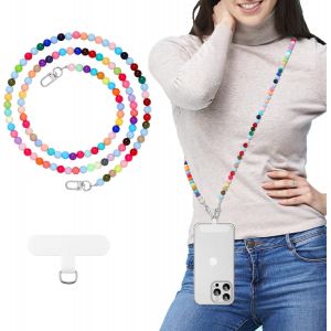 TIANYI-Universal Phone Lanyard, Perle Perle T&eacute;l&eacute;phone Portable Cha&icirc;ne Bandouli&egrave;re Sangle Antivol D&eacute;tachable Femmes T&eacute;l&eacute;phones Portables Lani&egrave;res Autour du Cou avec Patchs, Couleur Mixte - Neuf