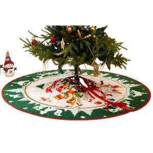 Jupe de sapin de No&euml;l 120 cm avec tapis de sol en peluche pour d&eacute;coration de f&ecirc;tes - Vert - Neuf