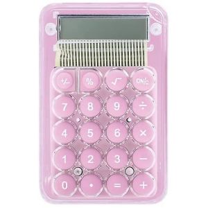 Mini calculatrice mignonne Kawaii, calculatrice transparente, calculatrice de poche portable pour &eacute;tudiants et enfants (rose) - Neuf