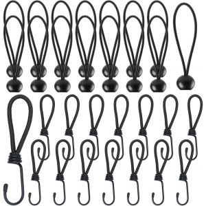 CHECARZHN--NO1-Tendeurs Elastique Avec Crochets,Tendeur Elastique,Crochet Tendeur,Tendeur Bache,15 Pièces Cordons Élastiques Avec Crochets,15 Pièces Tendeurs De Bâche Avec Boule Pour Fixation Bache - Neuf
