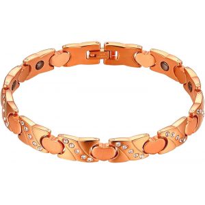 Bracelet Magnétique Femme,Bracelet En Acier Inoxydable,Bracelets Ultra Magnétiques Avec Aimants 3500 Gauss,Cadeau De Bijoux En Strass Pour La Saint-Valentin,Noël,Fête Des Mères - Neuf