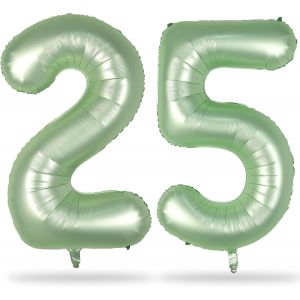 Grands Ballons Vert Sauge En Forme De Chiffre 30 ¿ 101,6 Cm ¿ Feuille D'Aluminium Olive 3 & 0 ¿ Auto-Gonflant ¿ Ballons Décoratifs De Fête Pour Femme ¿ 101,6 Cm - Neuf