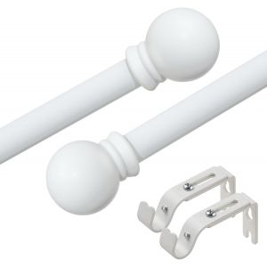 Tringles À Rideaux,Tringles À Rideaux Simples Pour Fenêtres 76-226 Cm,Ensemble De Tringles À Rideaux Décoratives De 1,6 Cm,Tringles À Rideaux En Métal Épissé Blanc Mat Avec Supports Réglables - Neuf