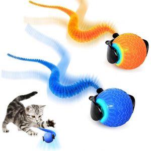 Letnerny-2 Pièces Boule Magique Chat Avec Usb Et Lumières Led, Balle Interactive Chats Avec Queue Duveteuse, Balle Magique Pour Chats, Balle Chat Interactive Pour D'intérieur Compatible Sols, Moquett - Neuf