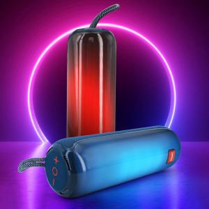 KARWL-Enceinte Bluetooth Portable Lumineuse,Haut-Parleur Sans Fil Bt5.3 Avec 19 Modes De Lumière Subwoofer 3600Mah Double Appairage Stéréo,Radio Fm,Tf,Usb,Aux Pour Fêtes,Maison,Extérieur,Voyages - Neuf