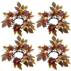 Couronne de bougies,couronne de bougies en feuille d'&eacute;rable de Thanksgiving avec baies,A - Neuf
