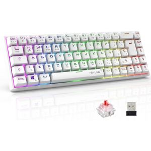 KALANKA-- Keyz Titanium WL - Clavier Gaming sans Fil 65% AZERTY - Clavier Mecanique Switch Rouge, RGB 100% Personnalisable, Macros programmables - sans Fil PC, PS4, PS5, Xbox u2013 Blanc - Neuf