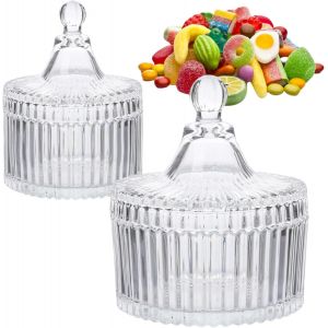 2 Pièces Bocal En Verre Avec Couvercle,Petits Bonbonnière Bocaux De Stockage En Verre Transparent Pour Fête Mariage Table À Bonbons Buffet (100ml+300ml) - Neuf