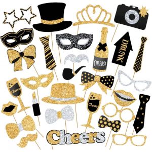 CHECARZHN--NO1-30 Pièces Accessoire Photo,Photobooth Anniversaire,Kit Decoration Accessoire Anniversaire,Diy Fête Photo Booth Props Accessoires Pour Photos De Mariage Fête - Neuf