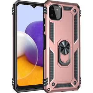 Kal-Coque Pour Samsung Galaxy A22 5g (No 4g) + Protecteur D'écran, Etui Antichoc Militaire Tough Armor Heavy Duty Shock Proof Protective Housse Avec Anneau Support,Roseor - Neuf