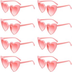 Kalanka-Lunette Coeur Vintage, 8 Pièces Lunettes De Soleil Coeur Rose, Lunettes De Soleil Vintage Love Heart Des Années 70, Uv400, Heart Lunettes Rétro, Lunettes De Fête Voyages Mariage, Unisex - Neuf