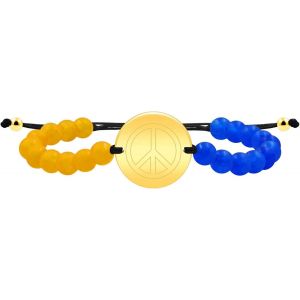 Kal-Bracelet Drapeau Ukrainien U2013 Bracelet Réglable En Cristal Bleu Et Jaune Avec Perles D'agate Bleue Mate Et Jaspe Jaune, Symbole De Paix Unisexe, Cadeau Commémoratif Ya5011 - Neuf
