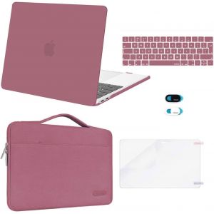 Coque Compatible Avec Macbook Pro 13 2024-2016 M2 A2338 M1 A2251 A2289 A2159 A1989 A1708 A1706,Étui Rigide&Housse Pc Portable&Peau De Clavier&Couvercle De Webcam&Protège-Écran, Tea Petal Rose - Neuf
