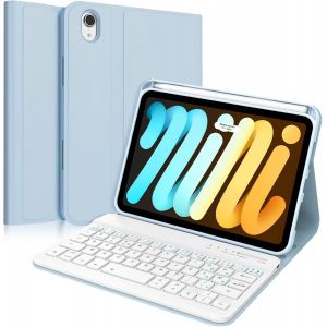 Coque Clavier Pour Ipad Mini 7 (A17pro) 8.3"" 2024 - Azerty Français 7 Couleur Rétro-Éclairé Clavier Détachable Sans Fil Bluetooth, Étui Clavier Pour Pour Ipad Mini 7 8.3 Pouces 2024, Noir - Neuf