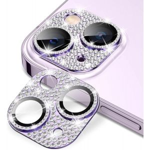 Kal-Cam&eacute;ra Protecteur Compatible Avec Iphone 14 /Iphone 14 Plus, [Ultra Hd] [ 9h Duret&eacute; ] Anti Rayures Verre Tremp&eacute; Diamant Cam&eacute;ra Coque Cover Pour Iphone 14 /Iphone 14 Plus - Violet - Neuf