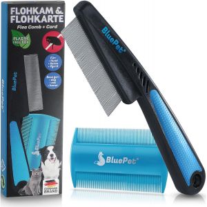 Jgd-Peigne D&eacute;m&ecirc;lant Anti-Puces Pour Chiens Et Chats - Peigne Anti-Poux - Elimine Toutes Sortes De Parasites | Compl&eacute;ment Id&eacute;al (Pettine Antipulci + Carta Antipulci) - Neuf