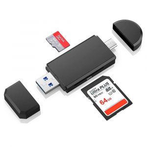 Lecteur de carte USB Type C 3.0, lecteur de carte SD/Micro Sd lecteur de carte m&eacute;moire avec Micro Usb Otg, adaptateur USB 3.0 compatible - Neuf