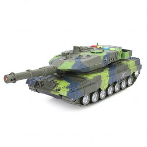 Jouet electrique inertiel pour enfants, char d'assaut pour bebes garcons, musique, voiture militaire, camouflage vert - Neuf