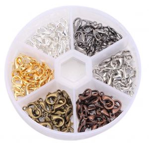 Fermoirs Mousquetons En Alliage De Zinc Plaque Argent Et Or 12 X 7 Mm, Accessoires De Bijoux - Neuf