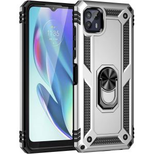 Kal-Coque Pour Motorola Moto G50 5g + Hd Verre Trempé, Silicone Souple Et Pc Dur Armor Protection Résistante, Anti-Choc, Anti-Rayure, Etui Housse Avec Support Kickstand,Argent - Neuf