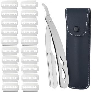 Letnerny-20 Demi-Lames Etui Cuir De Transport, Rasoir À Barbe Coupe Choux,Kit Rasoir De R Manuel Professionnel Barber Vi Classique Entretien A Main Précision Vintage Traditionnel Coiffeur - Neuf