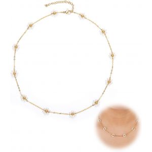 Kal-Collier De Perles En Forme De Marguerite, Collier De Fleurs D&eacute;licat Pour Amie Fille &Eacute;pouse Collier En Marguerite Cadeau Comme Accessoires De Bal Bijoux De Mariage Et Autres Occasions - Neuf