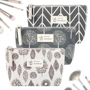 MAA-Multi-Fonctionnelle Pochette De Toile 3 Pcs Sac à Cosmétiques à Glissière Trousse de Toilette Imperméable Trousse de Maquillage Imprimé pour Ranger Les Cosmétiques, Marrom, Marrom - Neuf