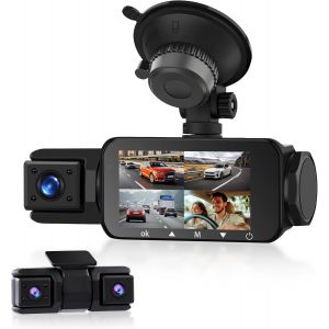 Podofo Dashcam 360 degrés, caméra Frontale HD 1080P avec caméra Gauche/Droite/arrière, capteur G à 4 canaux, détection de Mouvement, Enregistrement en Boucle, Mode stationnement 24 Heures - Neuf