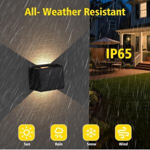 Asfasfq-Applique Murale Extérieur 2 Pièces, Lampe Solaire Murale Exterieur 3000k Chaude, Étanche/Vintage/Réglable Haut & Bas Applique Murale Solaire Avec Angle Faisceau Pour Jardin Mur Clôture - Neuf