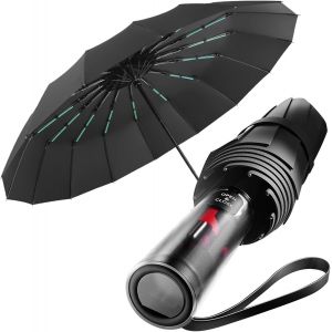 Parapluie Pliant Automatique, Ombrelle Anti Uv, Parapluie Xxl Pour Hommes Et Femmes&iquest; Avec Poign&eacute;e Au Design Exclusif, Parapluie Anti Tempete, Compact, Solide, L&eacute;ger - Neuf
